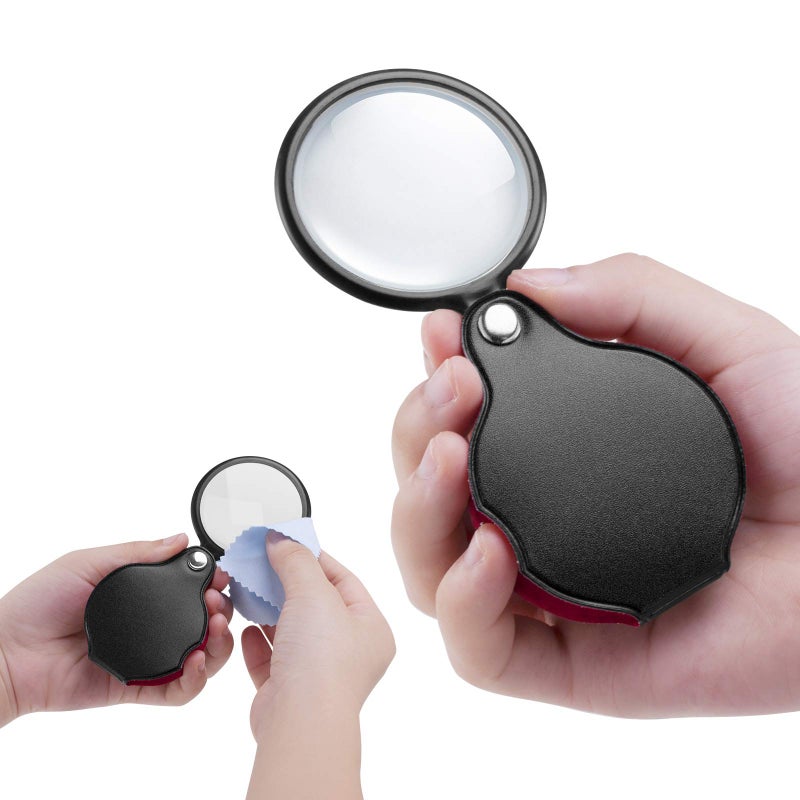 PHICANT 2PCS Upgrade Small Magnifying Glasses for Kids/Senior, Pocket Magnifier for Reading/Close Work, Mini Folding Magnifying Magnify Glass with Protective Sheath, Ideal for Repairing/Hobby/Coins, 1.96" - Image 5